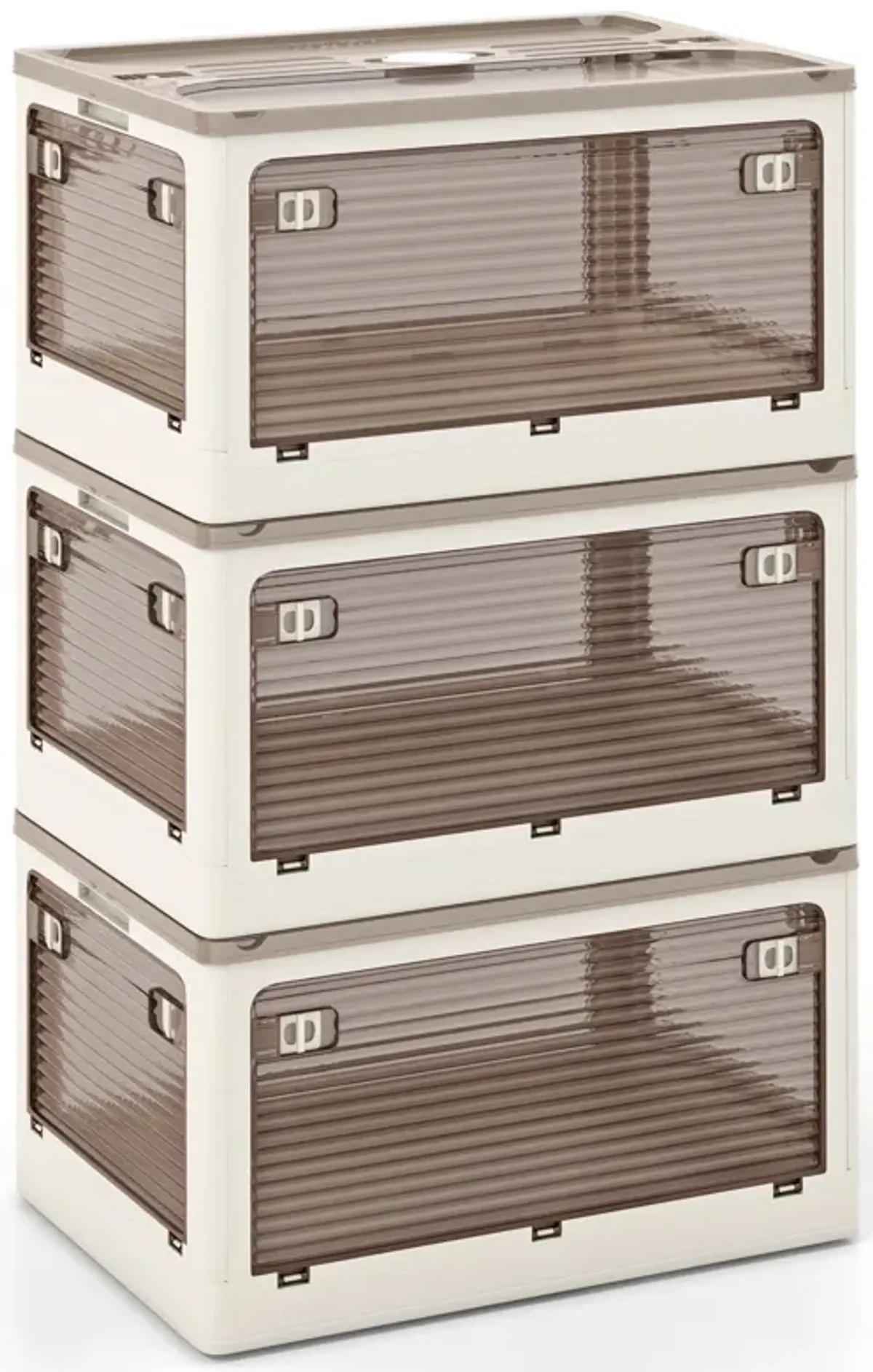 3-Pack Stackable Storage Bins with Lids – 5-Way Access Organizing Containers