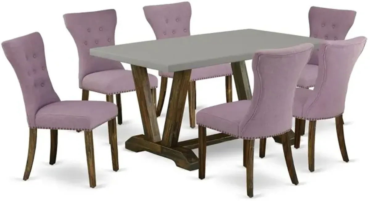 East West Furniture V796Ga740-7 - 7-Piece Modern Dining Table Set - 6 Parson Chairs and Small Rectangular Table Hardwood Structure