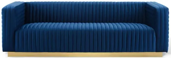 Charisma Channel Tufted Performance Velvet Living Room Sofa