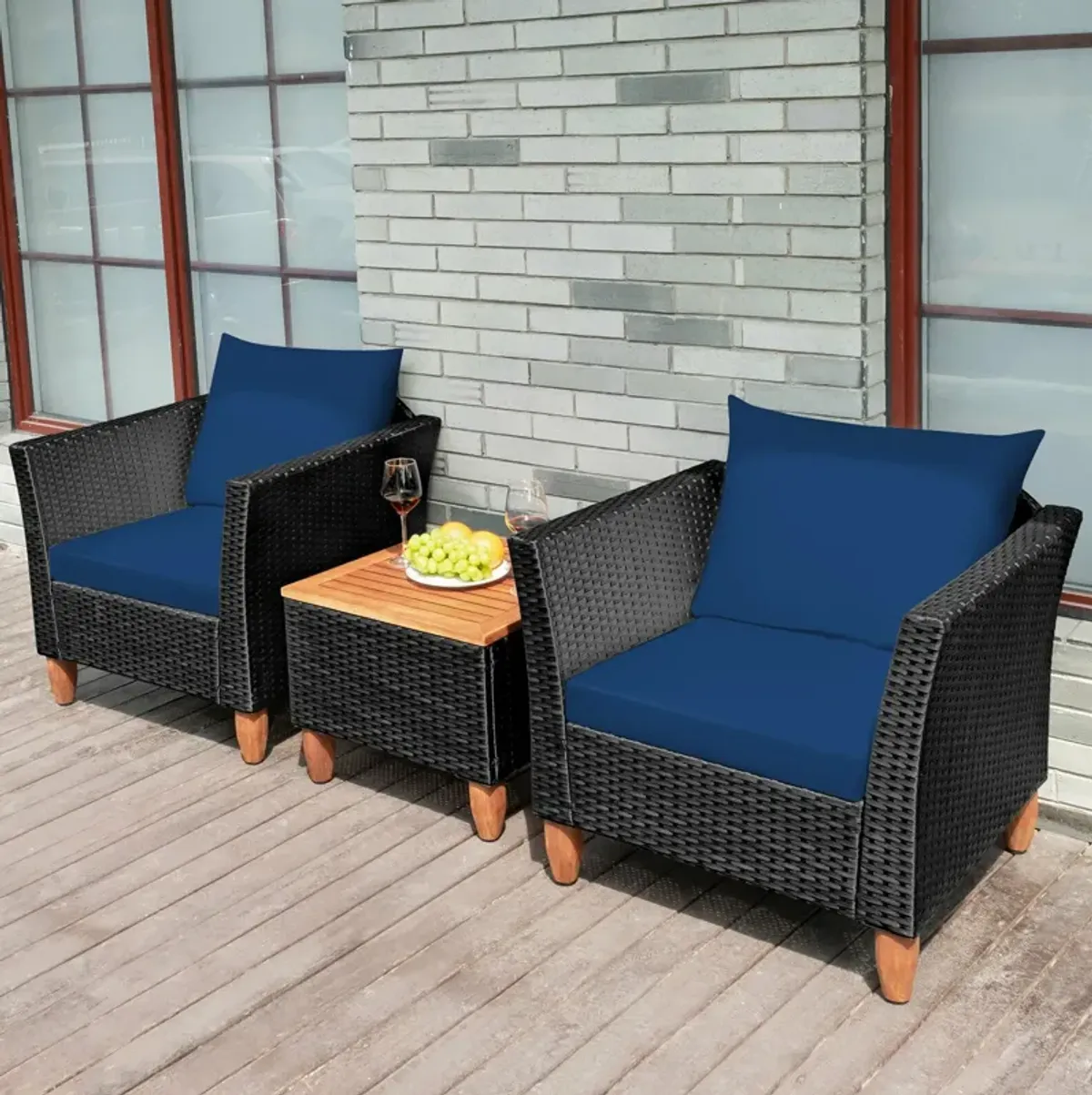 3-Piece Outdoor Patio Rattan Furniture Set for Stylish Outdoor Living