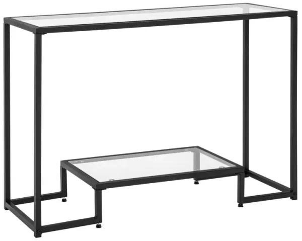Entryway Console Sofa Side Table with Tempered Glass-Black