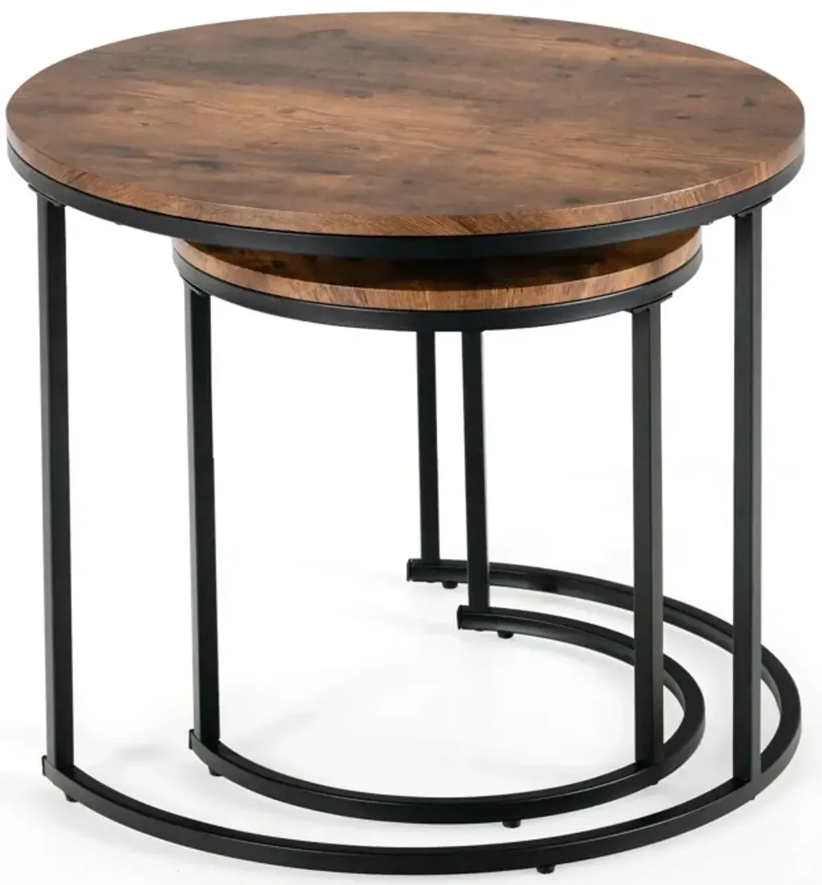 Set of 2 Modern Round Stacking Nesting Coffee Tables for Living Room