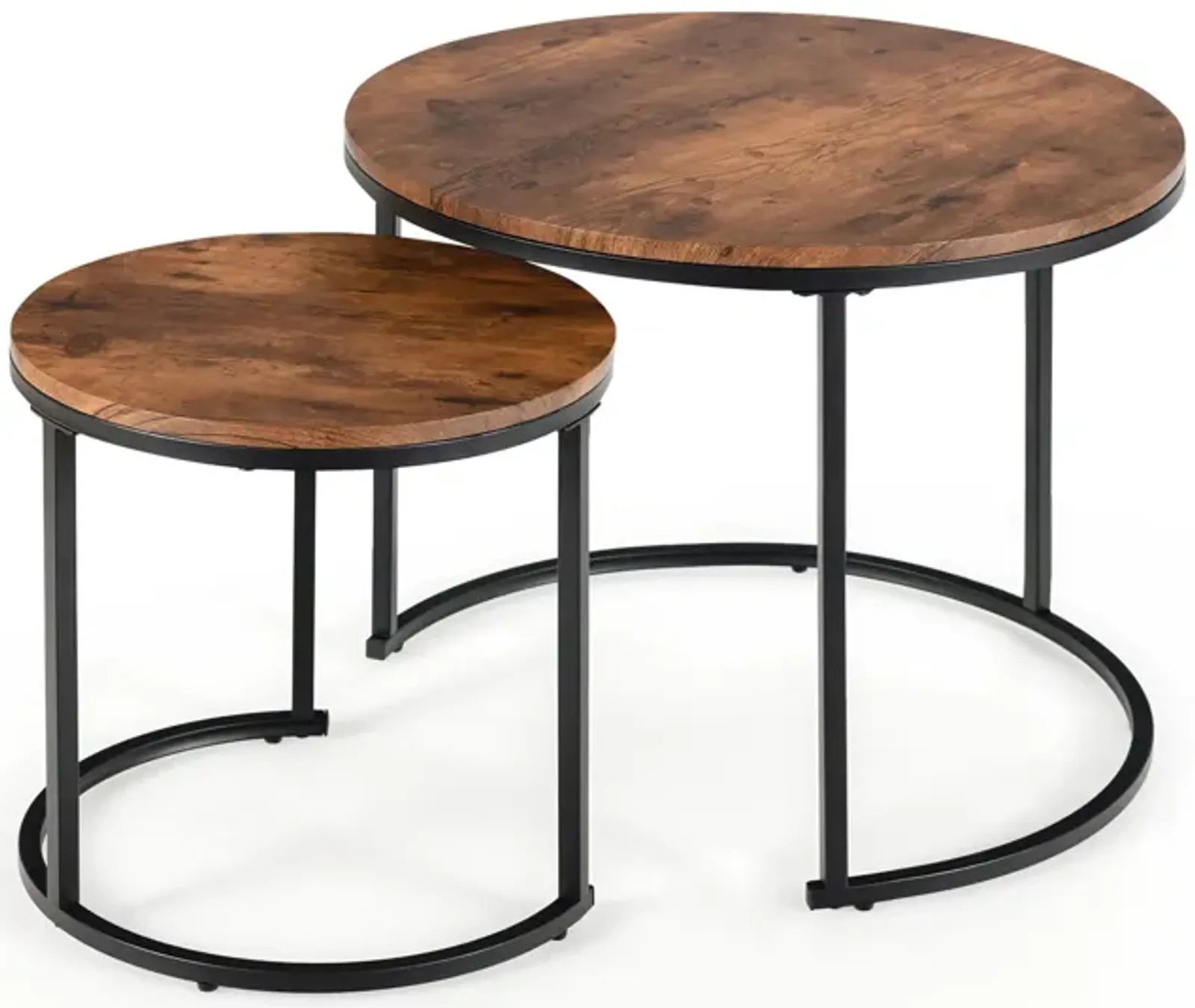 Set of 2 Modern Round Stacking Nesting Coffee Tables for Living Room