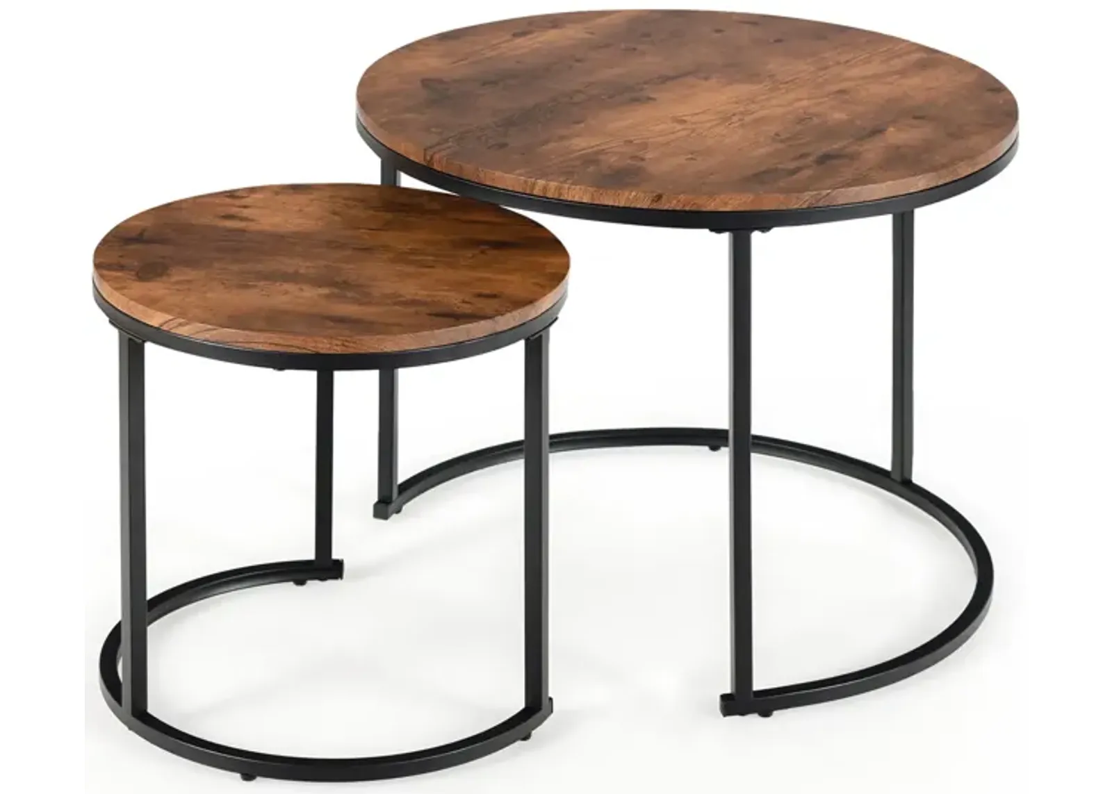 Set of 2 Modern Round Stacking Nesting Coffee Tables for Living Room