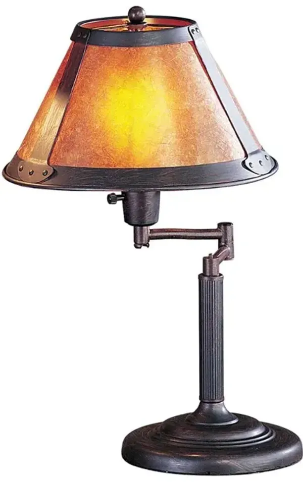 Hivvago 18" Gray Metal Candlestick Table Lamp With Amber Empire Shade