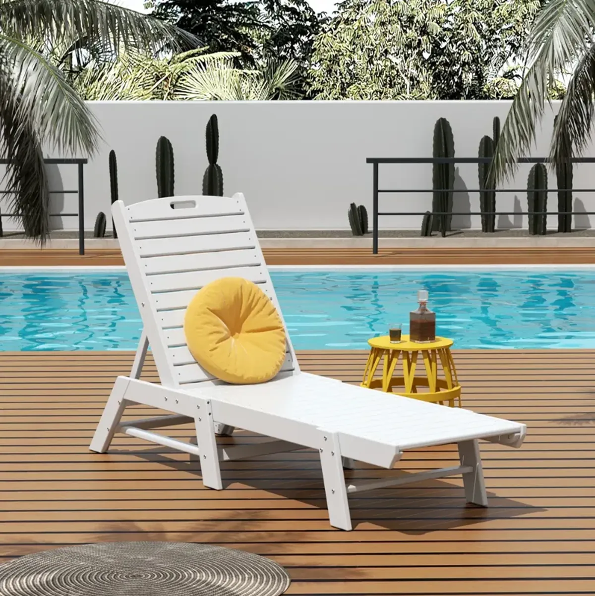 Reclining Outdoor Patio Adjustable Chaise Lounge Chair