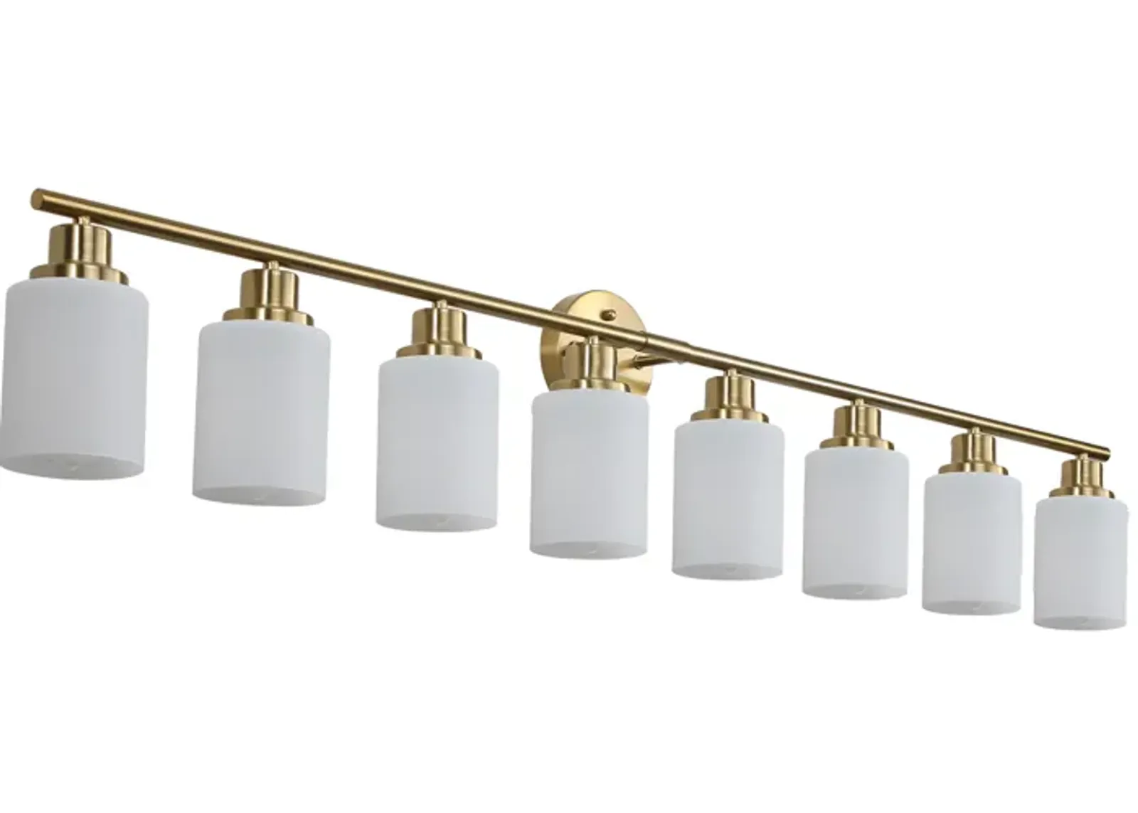 8-Light Golden Bathroom Vanity Light Fixture, Frosted Glass Shades, Modern Wall Mounted Lighting (No Bulbs)