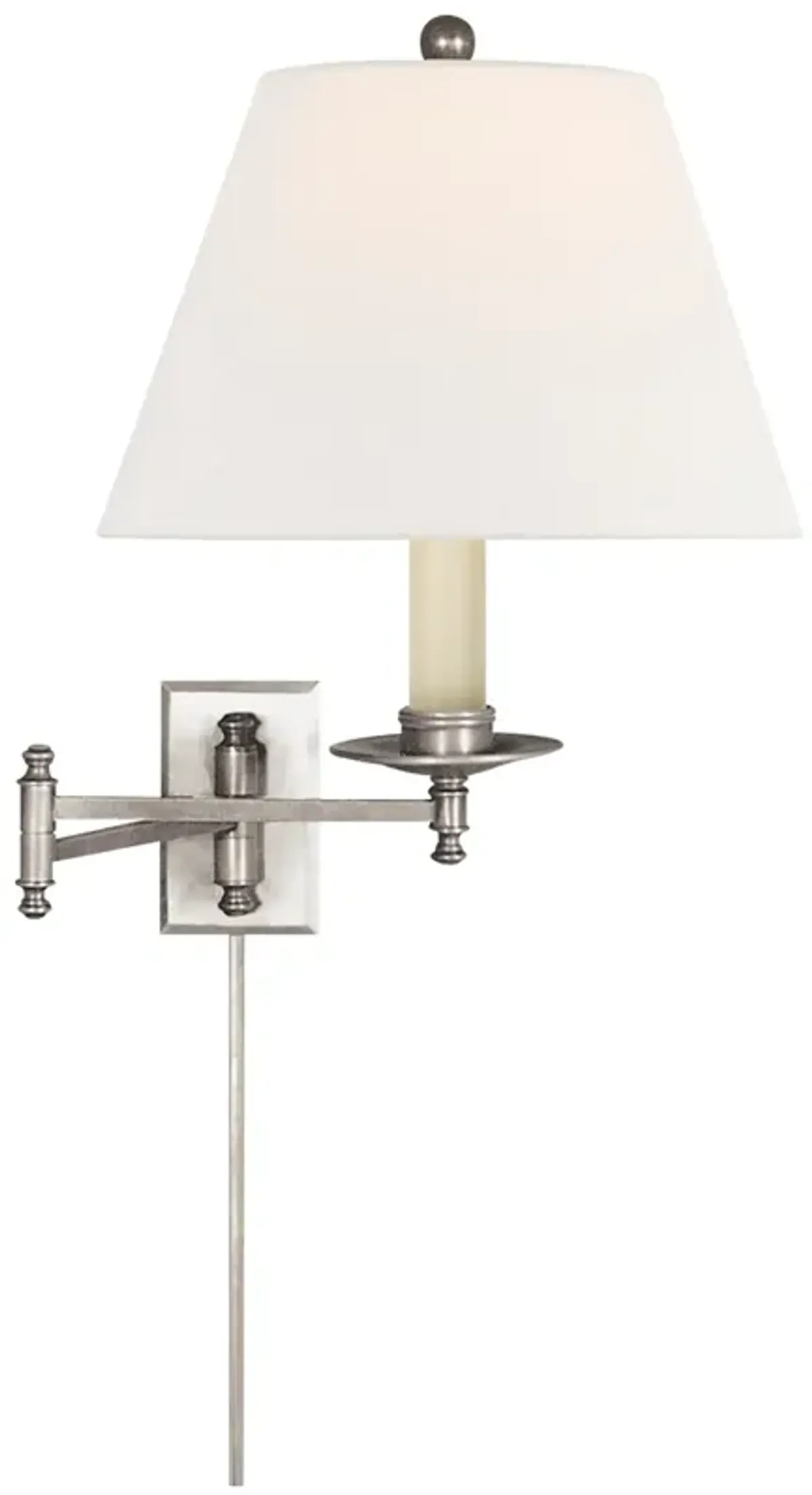Dorchester Swing Arm in Antique Nickel with Linen Shade