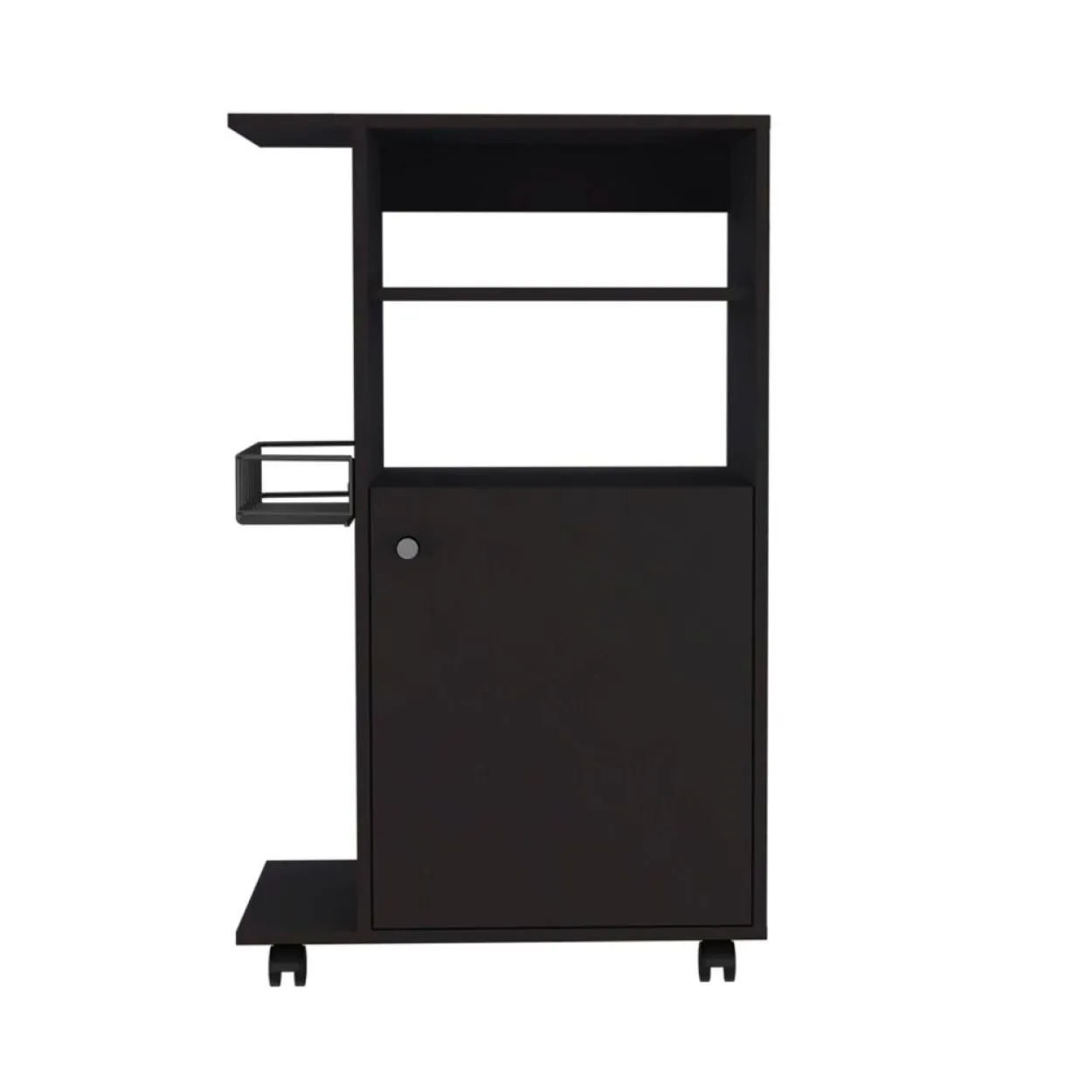 Clip Kitchen Cart, Single Door Cabinet, Four Casters - Black