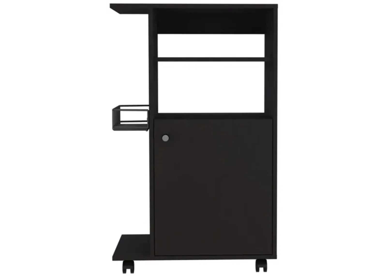 Clip Kitchen Cart, Single Door Cabinet, Four Casters - Black