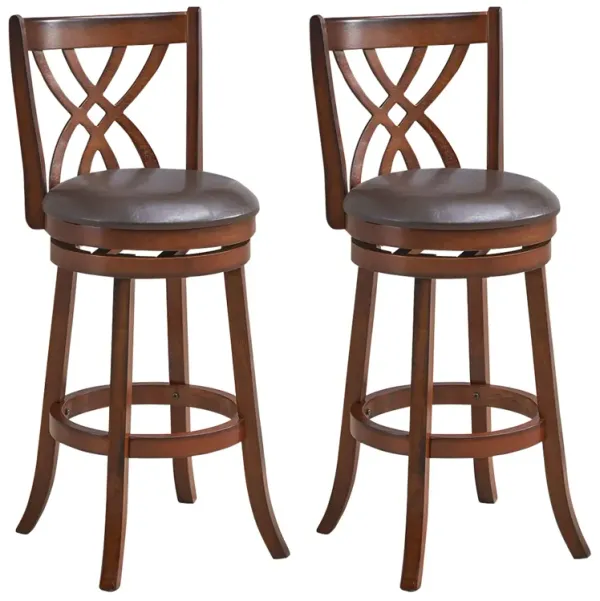 360� Swivel Counter Height Chairs with PU Leather Cushioned Seat and Footrests