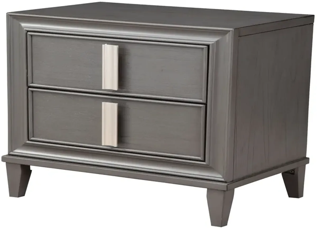 Lorraine 2 Drawer Nightstand, Dark Grey