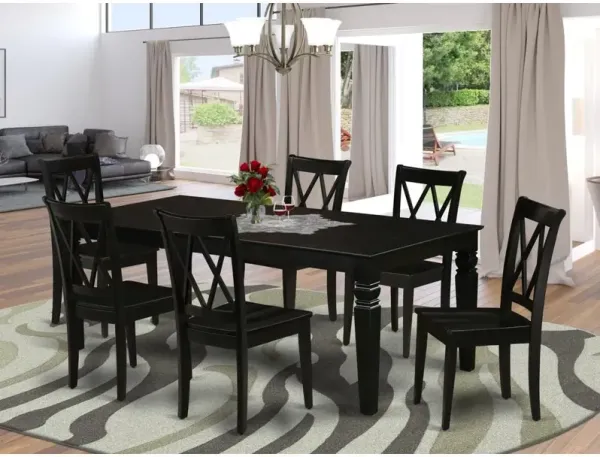 East West Furniture Dining Room Set Black, LGCL7-BLK-W