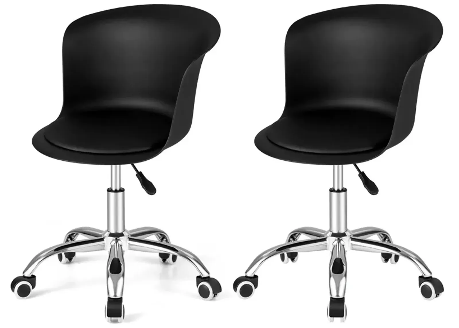 Set of 2 Office Desk Chair with Ergonomic Backrest and Soft Padded PU Leather Seat