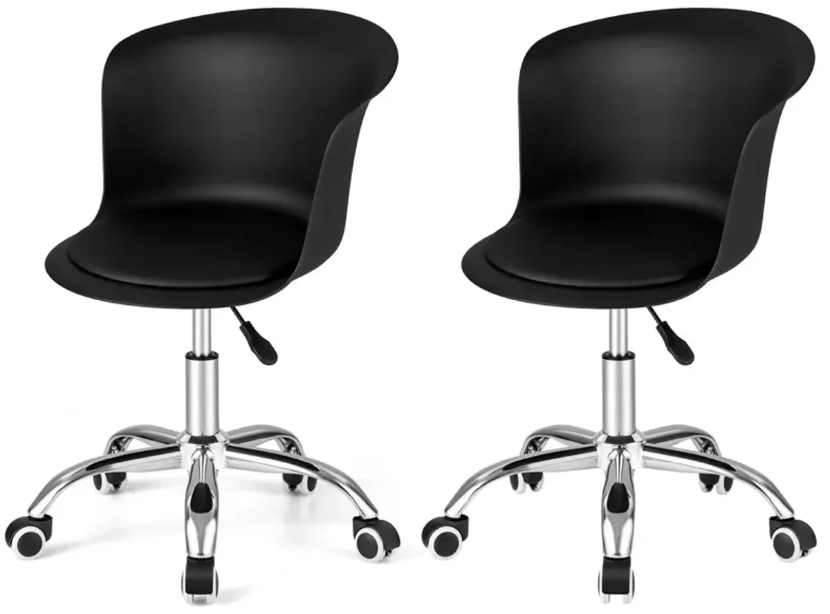 Set of 2 Office Desk Chair with Ergonomic Backrest and Soft Padded PU Leather Seat