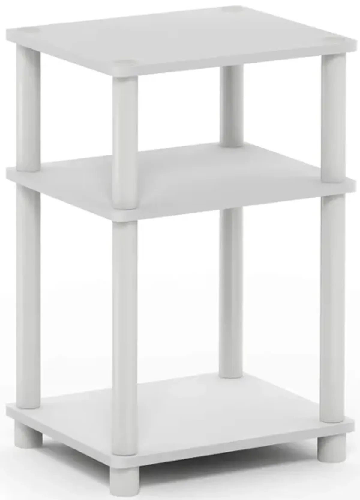 FurinnoFurinno Just 3-Tier Turn-N-Tube End Table / Side Table / Night Stand / Bedside Table with Plastic Poles, 1-Pack, White(Espresso)/White