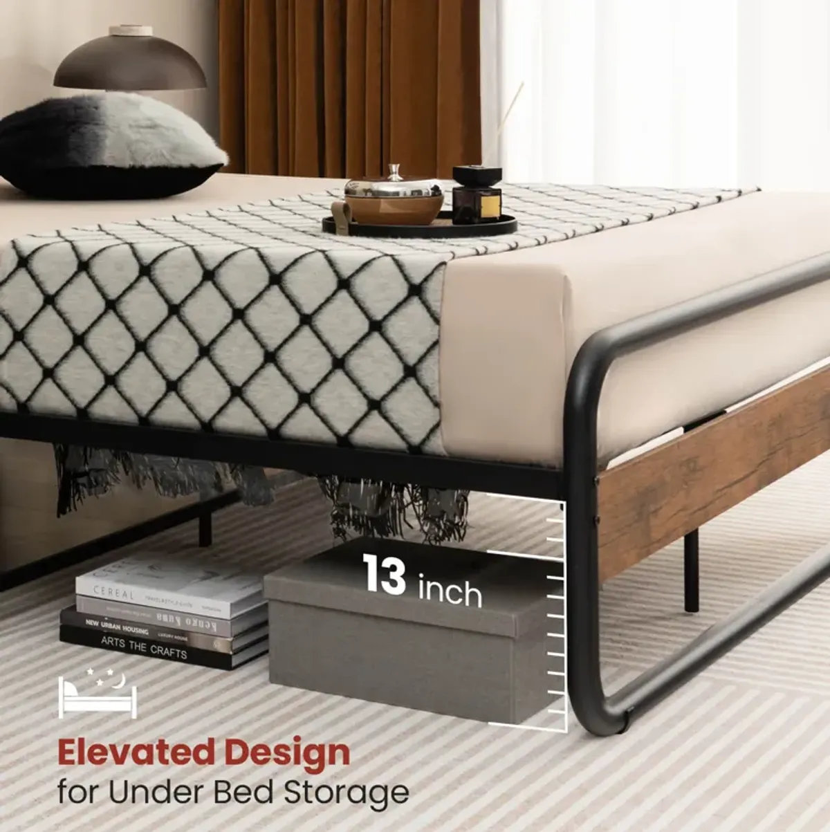 Arc Platform Bed with Headboard and Footboard