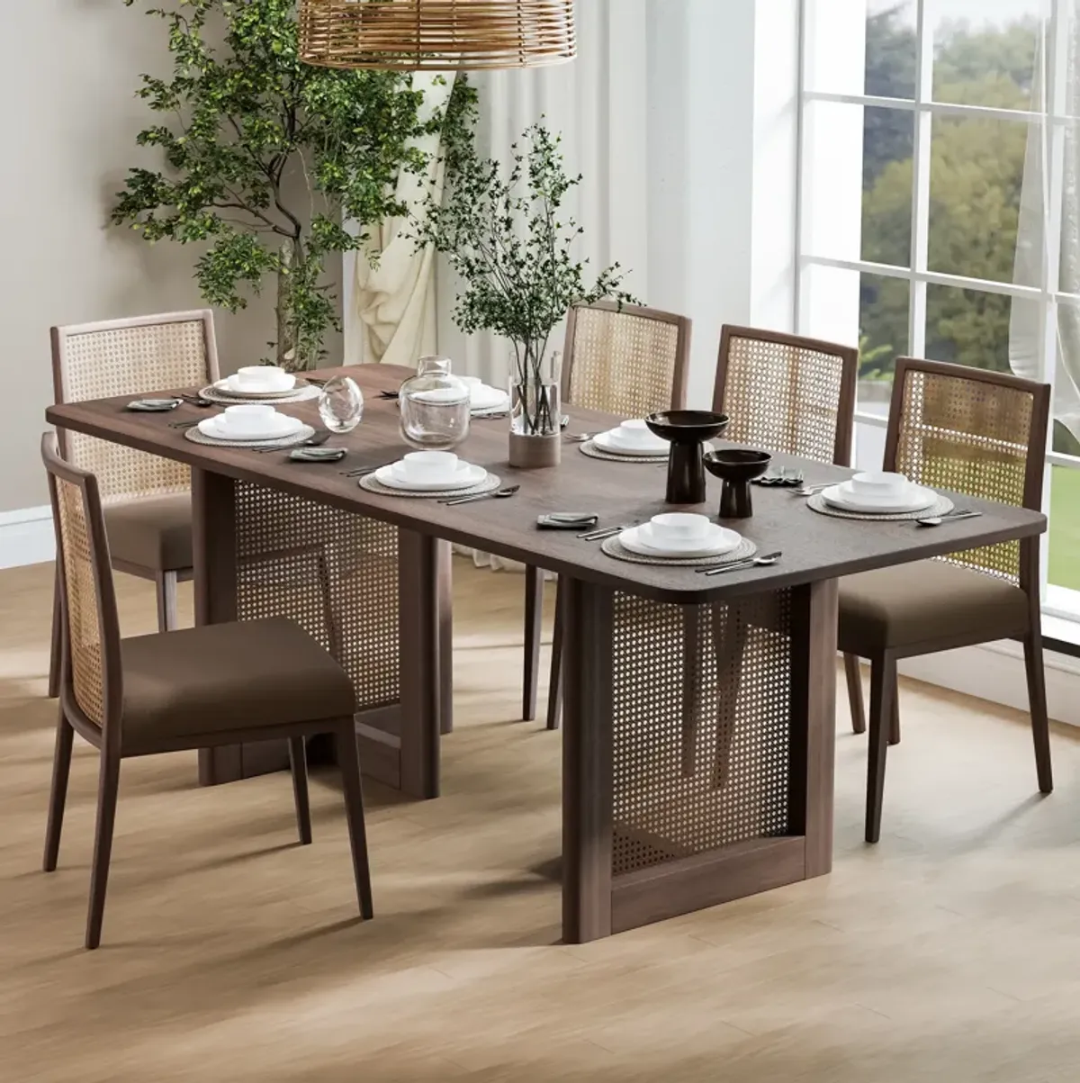 79 Cinna Natural Oak Wood Rectangle Dining Table (Seats 8)