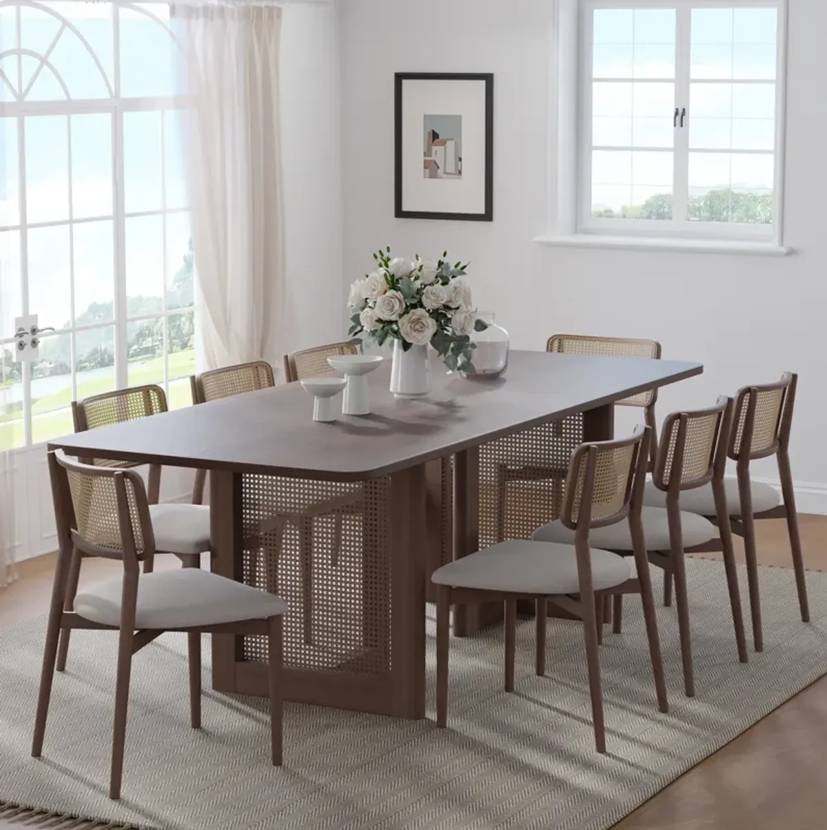 79 Cinna Natural Oak Wood Rectangle Dining Table (Seats 8)