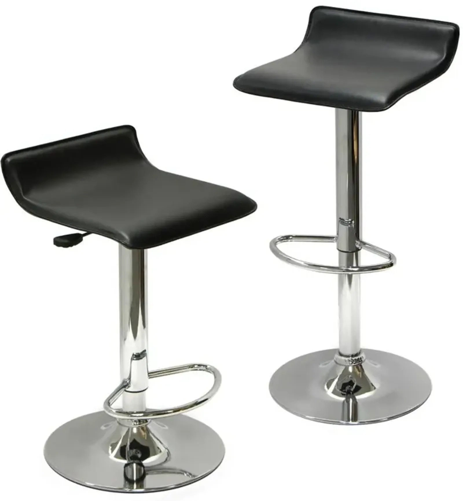 Spectrum Set of 2, Adjustable Air Lift Stool, Black Faux Leather, RTA