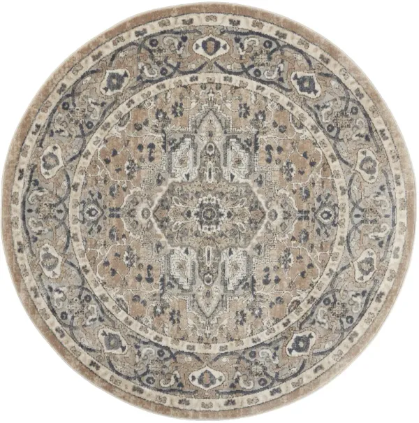 Quarry QUA05 Beige/Gray 4' x Round Rug