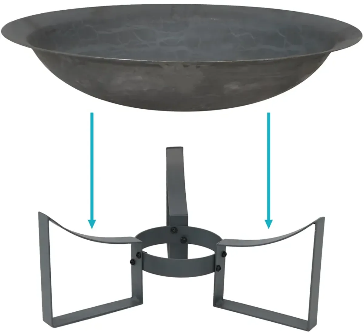 Sunnydaze 24 in Modern Cast Iron Fire Pit Bowl with Stand - Black