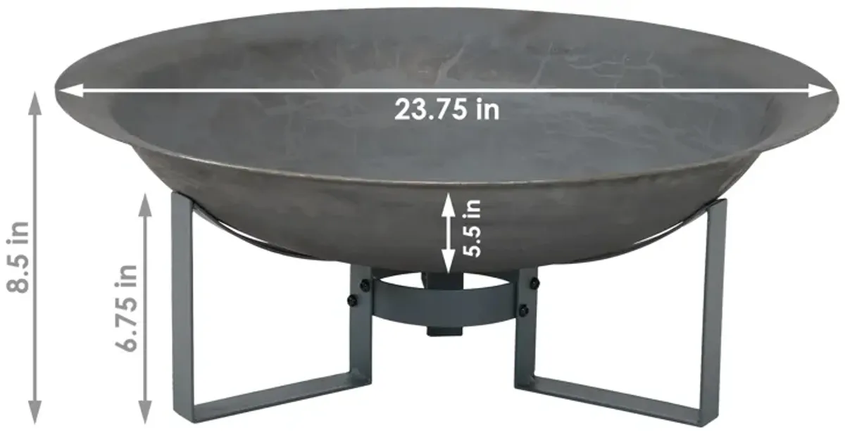 Sunnydaze 24 in Modern Cast Iron Fire Pit Bowl with Stand - Black