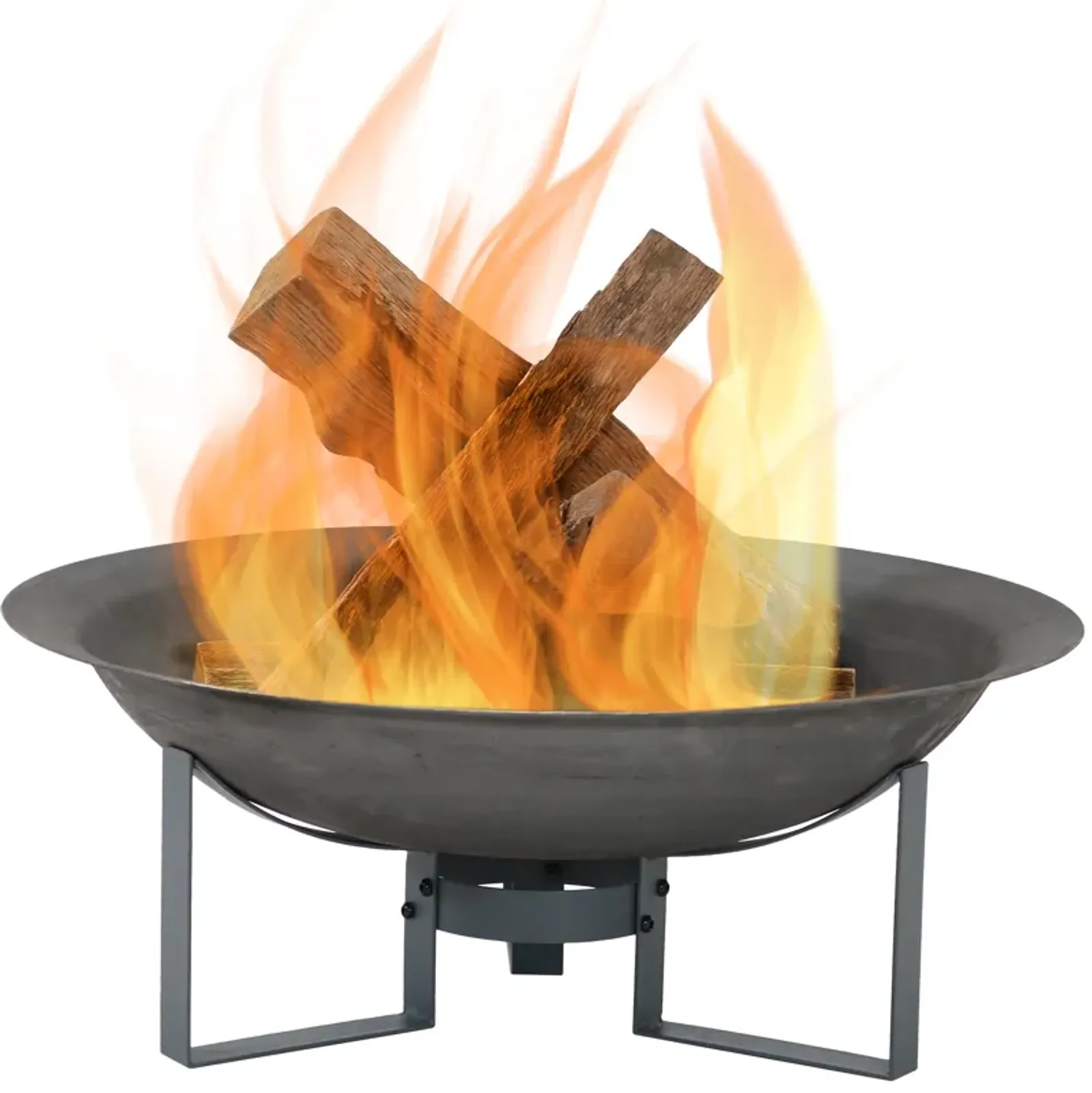 Sunnydaze 24 in Modern Cast Iron Fire Pit Bowl with Stand - Black