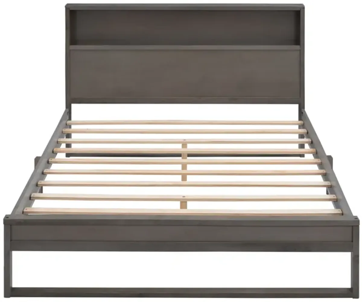 Platform Bed With Storage Headboard, Sockets And USB Ports, Queen Size Platform Bed