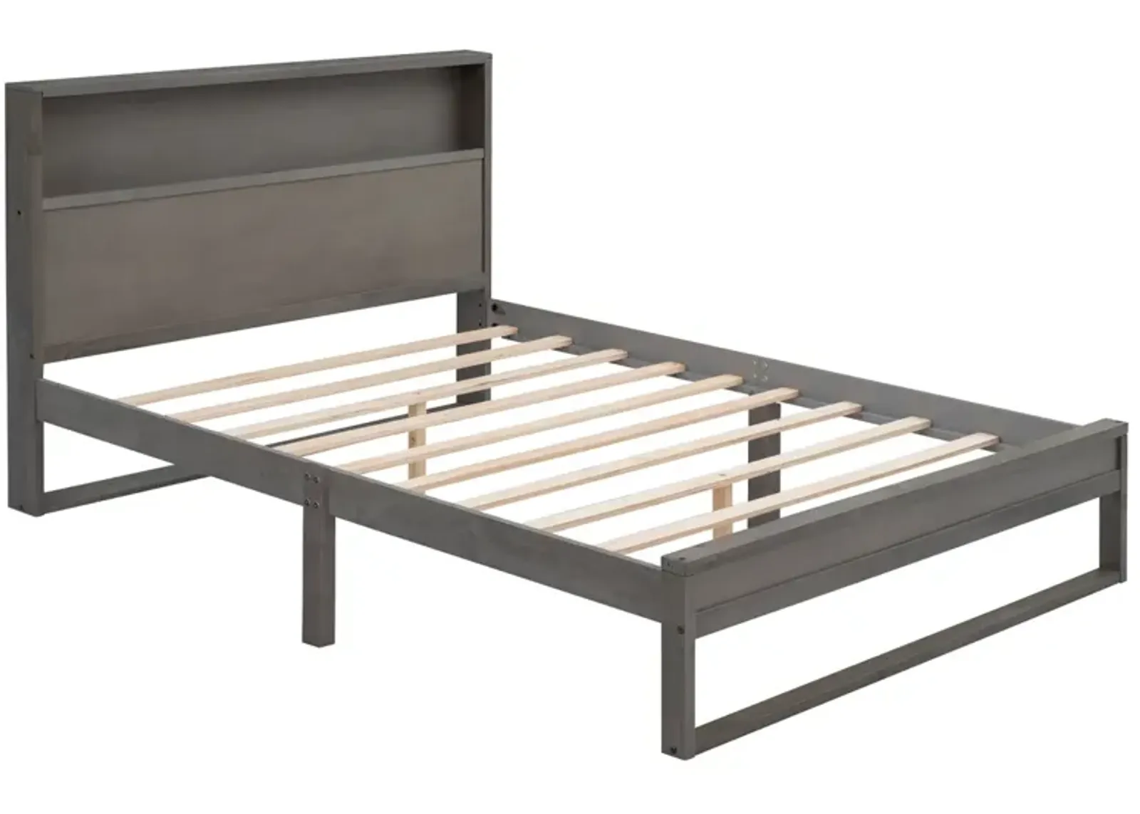 Platform Bed With Storage Headboard, Sockets And USB Ports, Queen Size Platform Bed