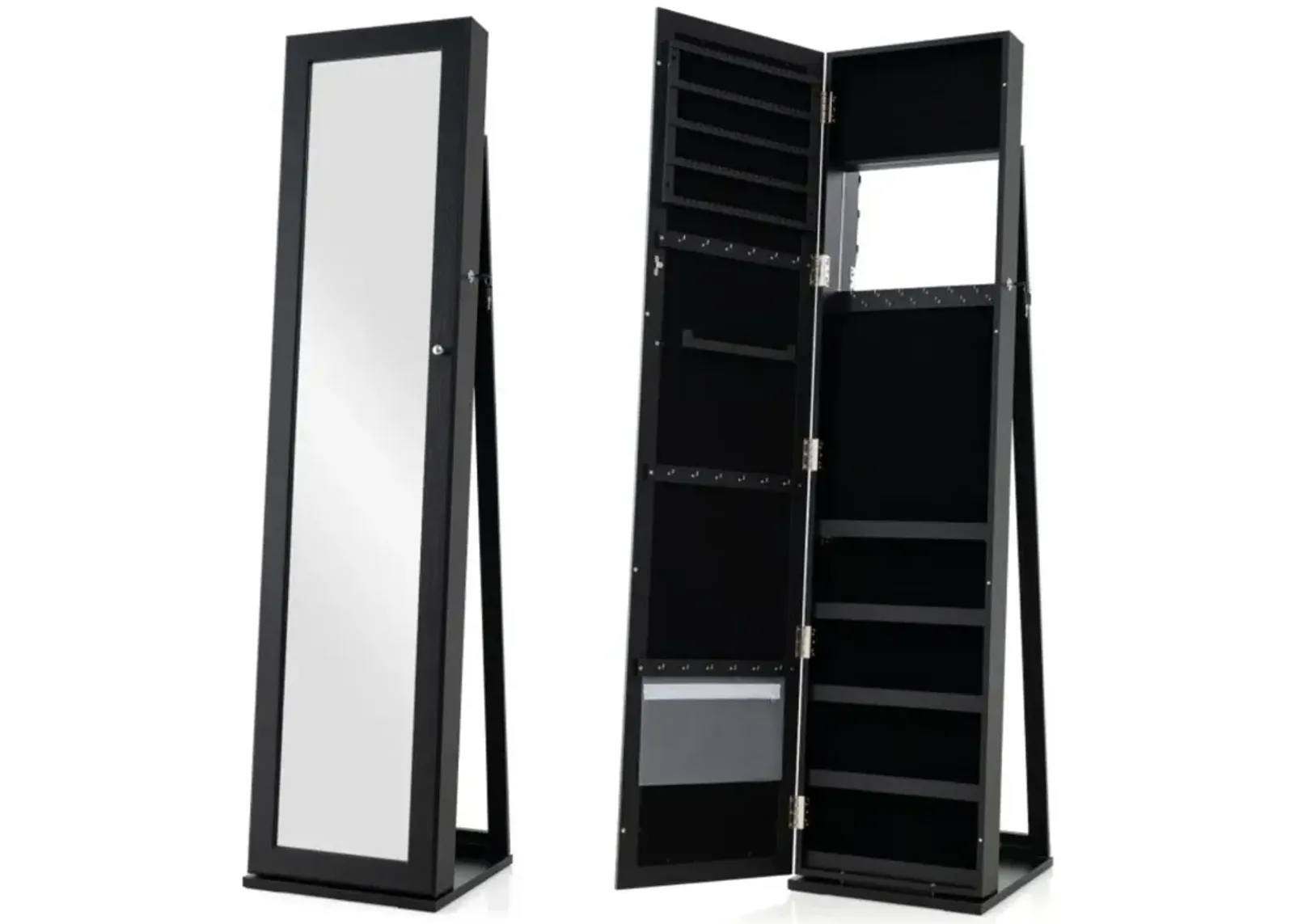 Hivvago Standing Lockable Jewelry Storage Organizer with Full-Length Mirror