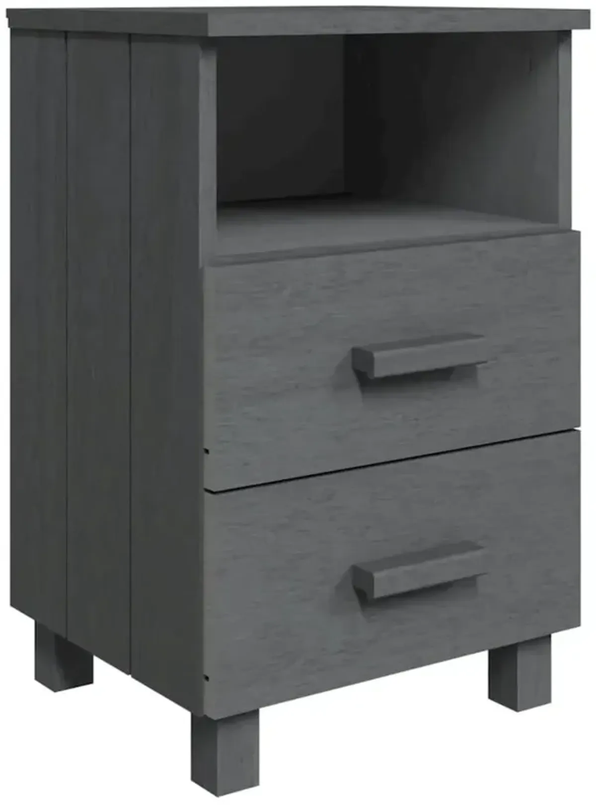 Bedside Cabinet HAMAR Dark Gray 15.7"x13.8"x24.4" Solid Wood Pine