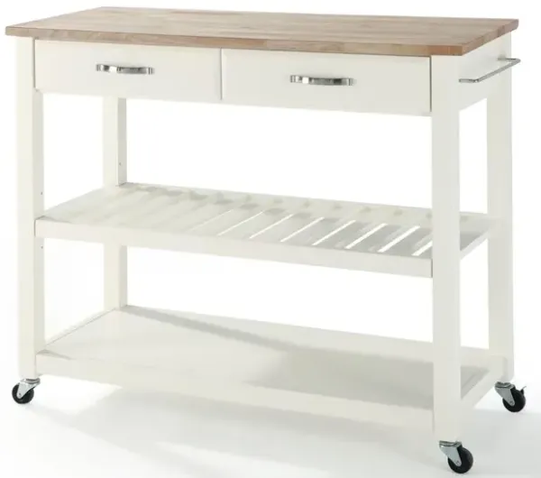 Wood Top Kitchen Prep Rolling Cart