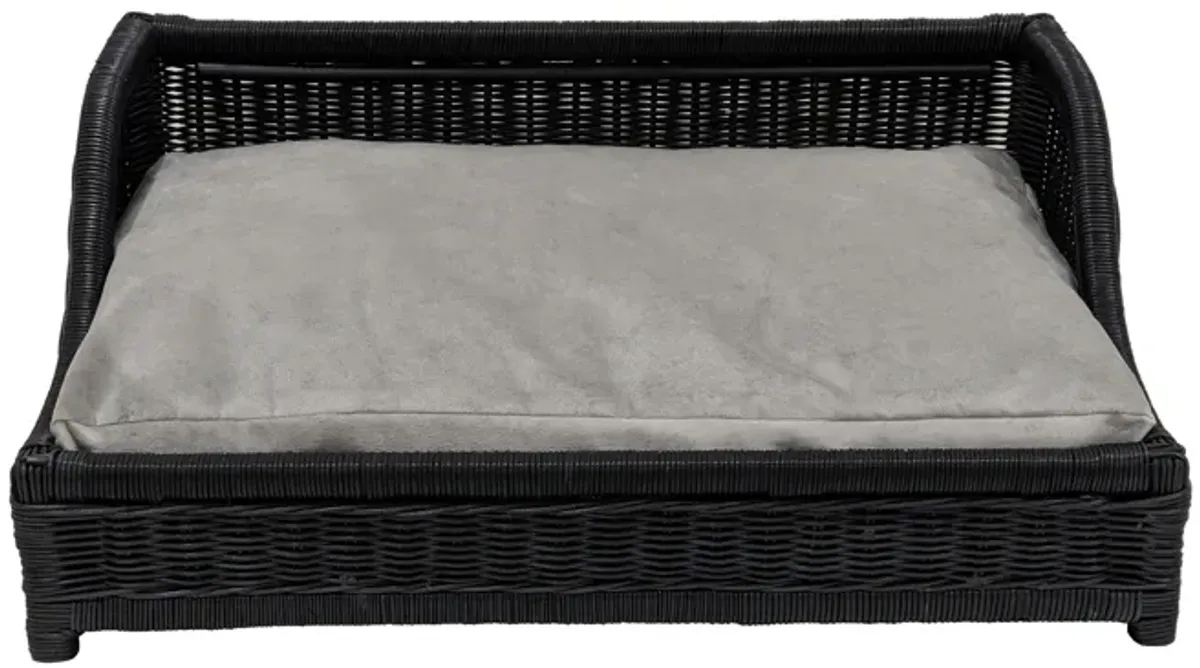 Poppy Black Rattan Small Pet Bed