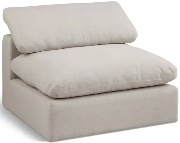 Meridian Furniture Comfy Beige Linen Textured Fabric Modular Armless Chair