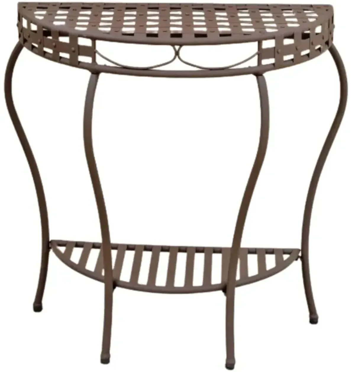 Santa Fe Iron Nailhead 2-Tier Half Moon Table