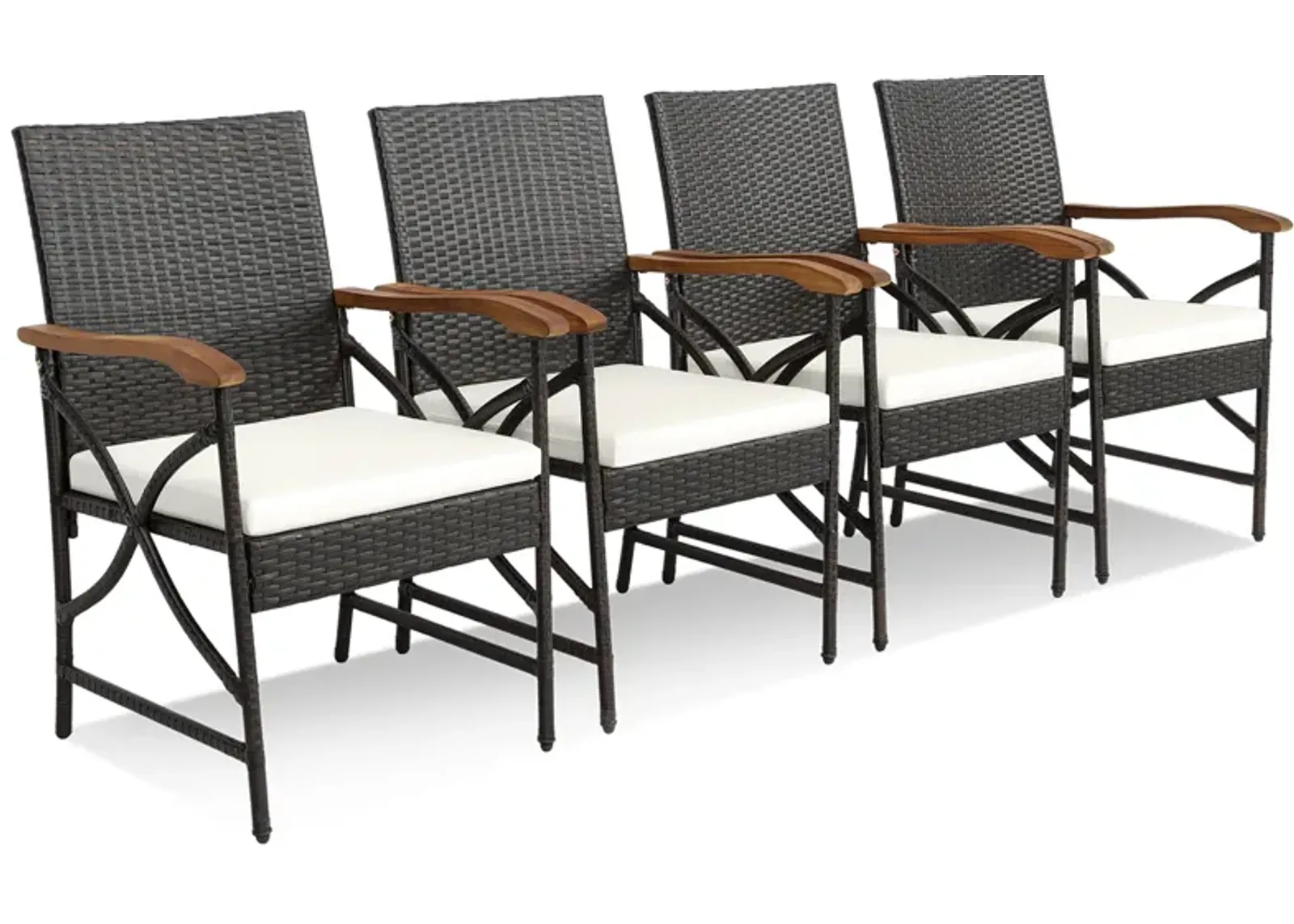 Patio Wicker Dining Chairs with Soft Zippered Cushion