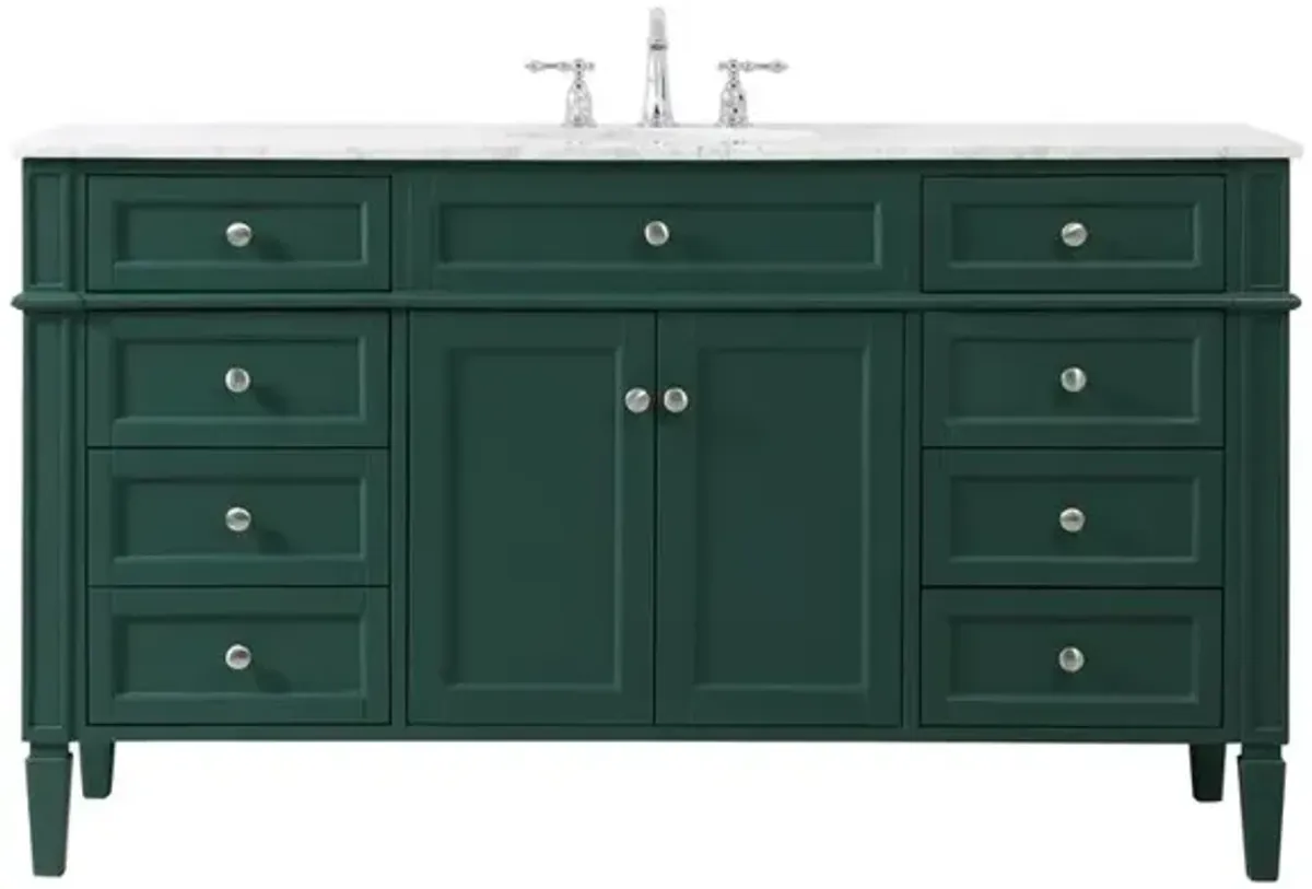 Elegant Kitchen and Bath 60 inch Single bathroom vanity in green