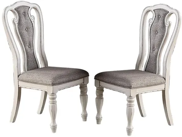 Streamdale Light Grey Fabric Upholstery Dining Chair, Vintage White, Set Of 2