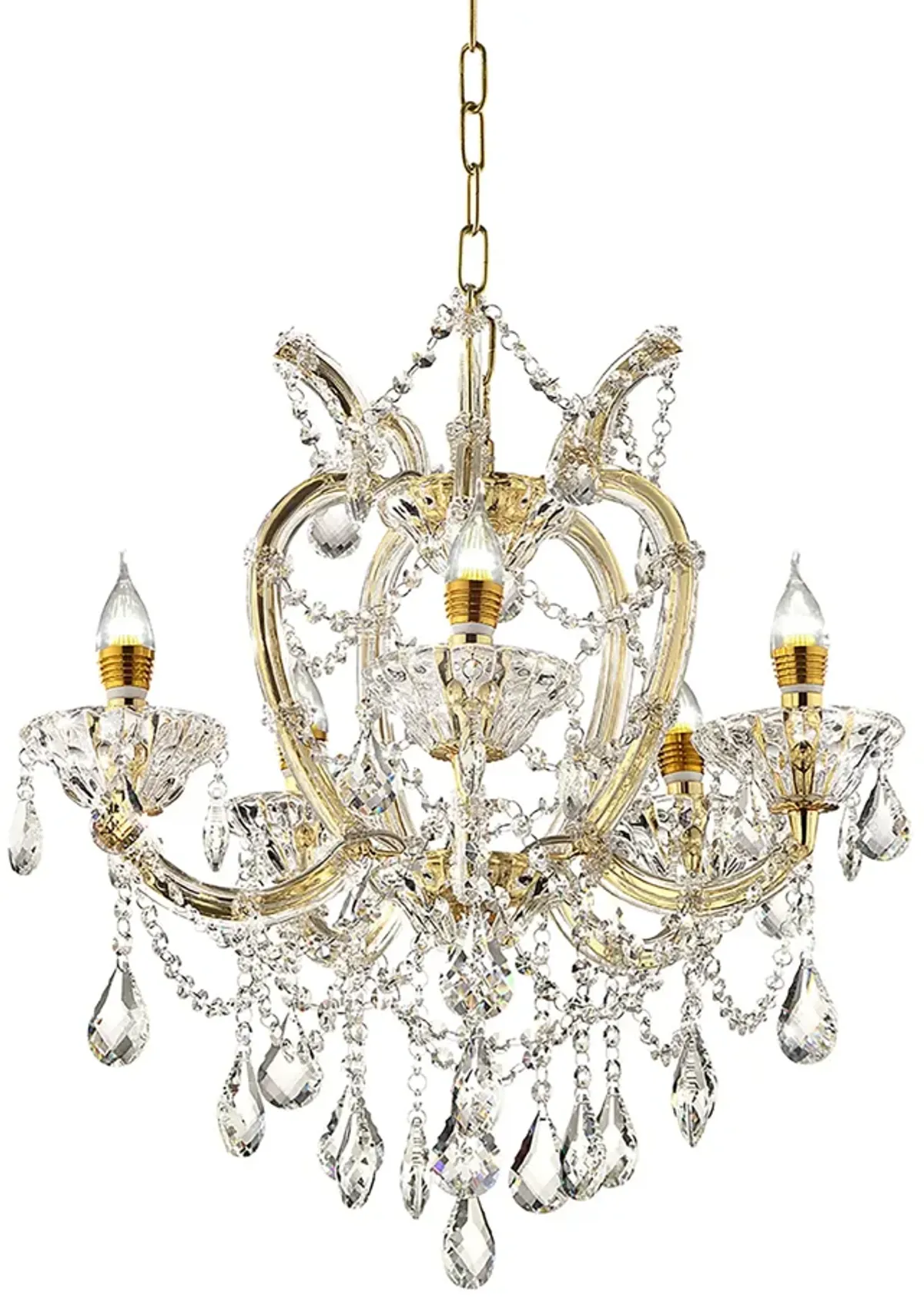Hivvago Five Light Glam Gold and Faux Crystal Chandelier