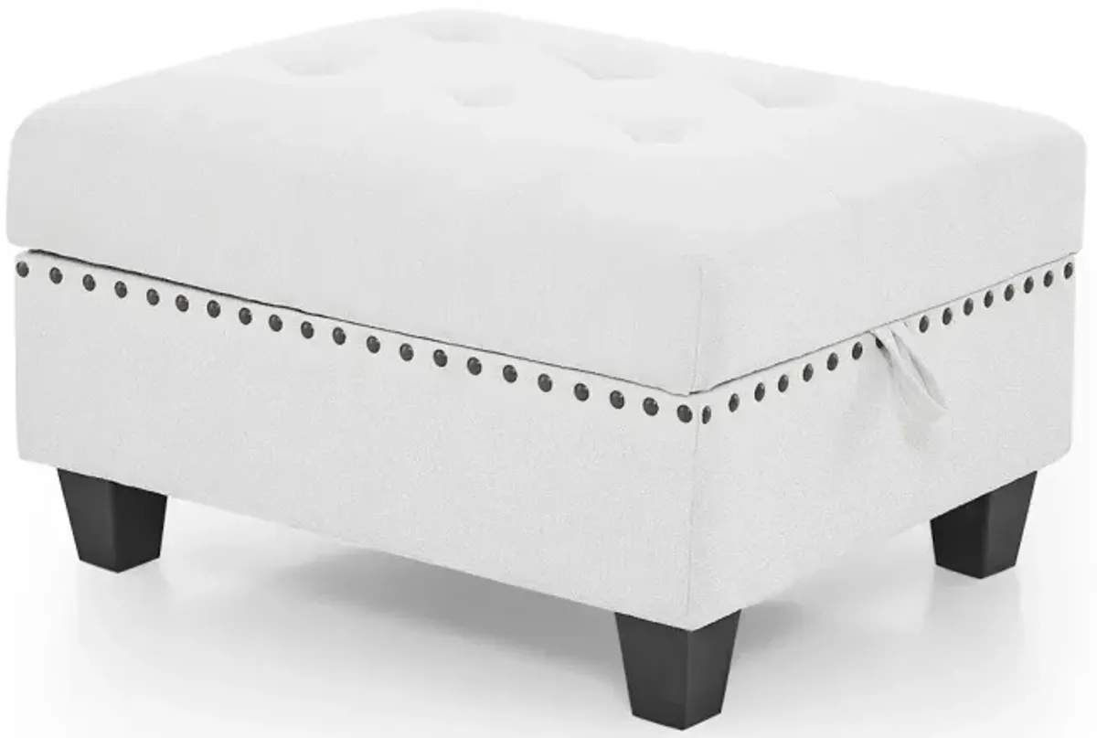 Ottoman For Modular Sectional, Ivory (25.5"X 31.5" X19")