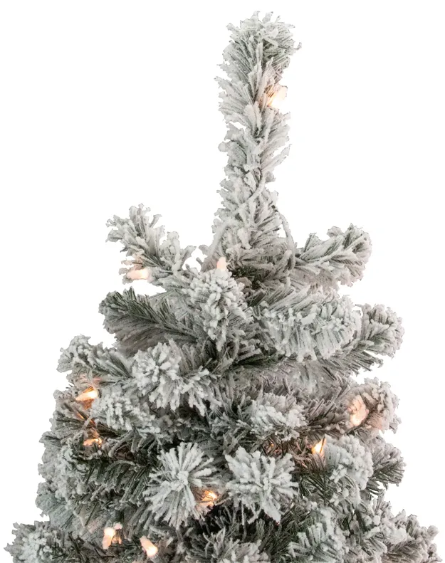 4.5' Pre-Lit Flocked Madison Pine Artificial Christmas Tree  Clear Lights