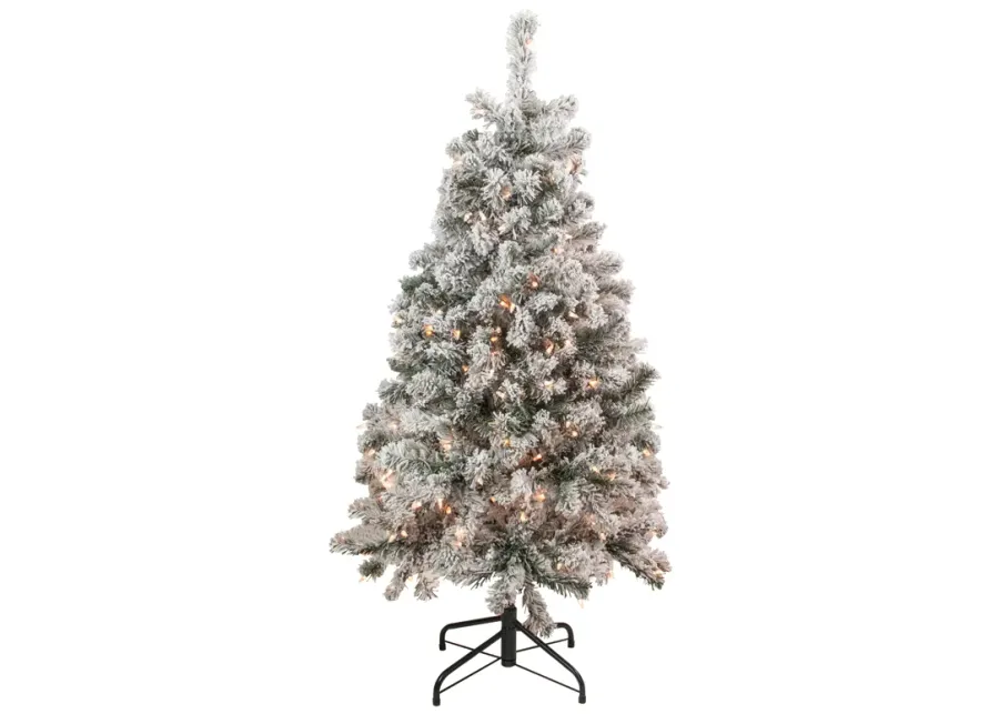 4.5' Pre-Lit Flocked Madison Pine Artificial Christmas Tree  Clear Lights