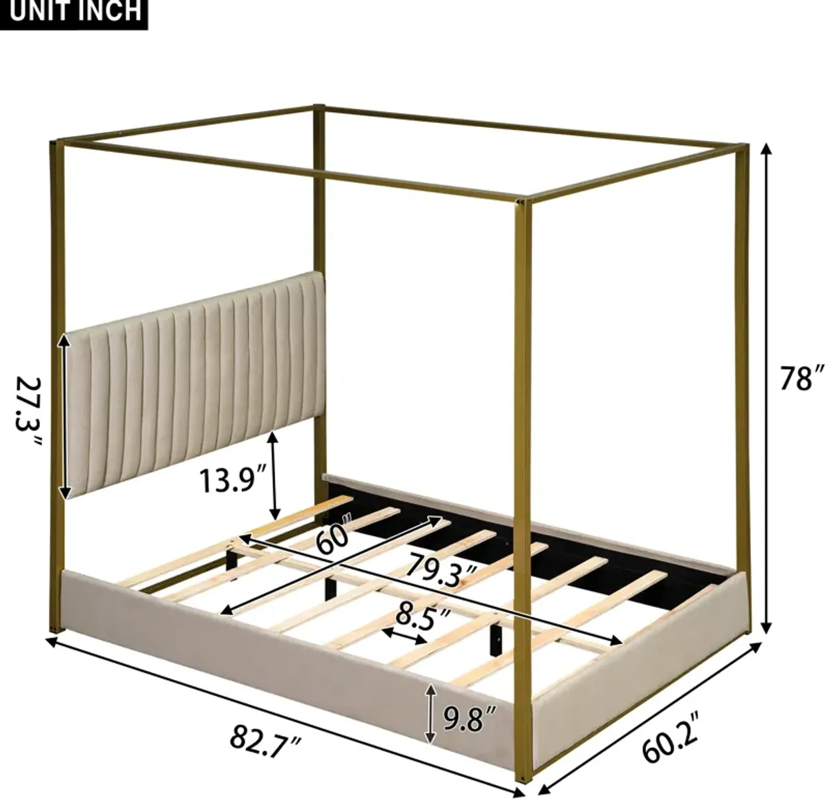 Merax Upholstery Canopy Platform Bed