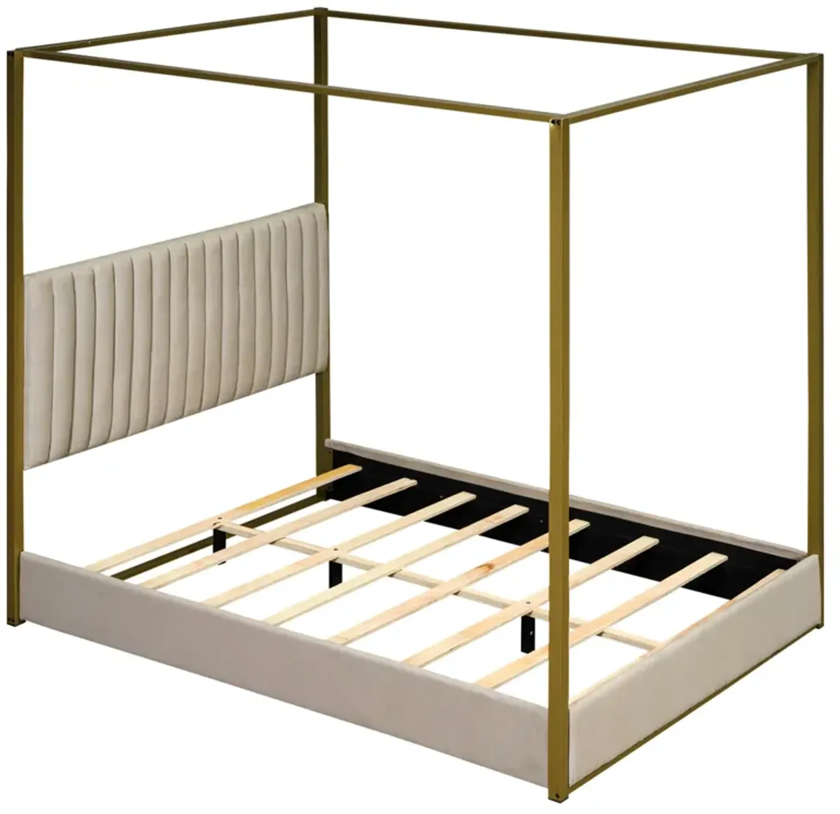 Merax Upholstery Canopy Platform Bed