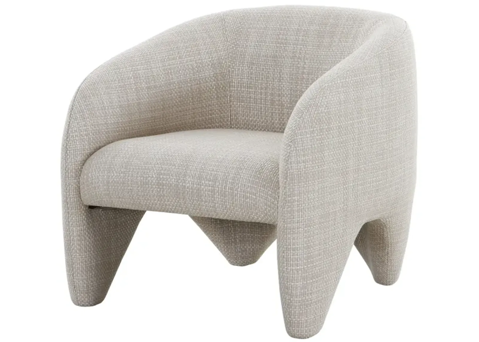 30 Inch Accent Chair, Polyester Blend Upholstery, Curved Design, Beige - Benzara