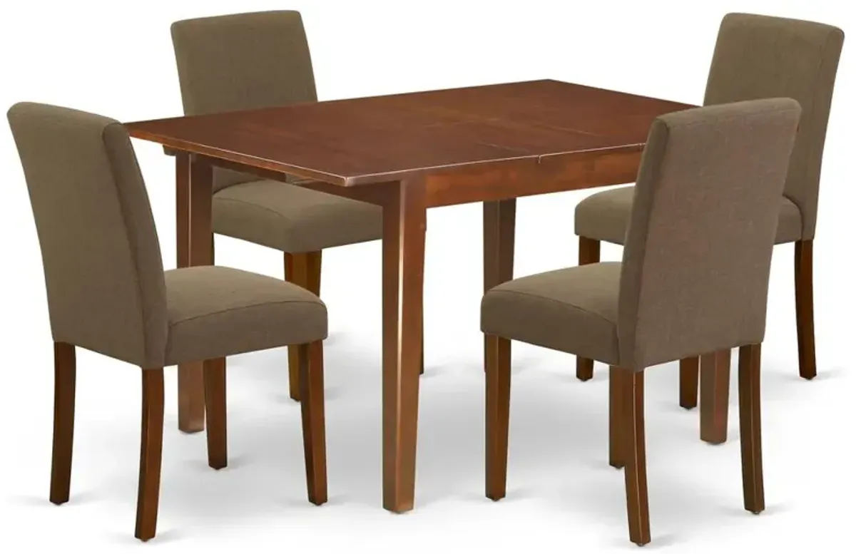 East West Furniture Dining Room Set Mahogany, NOAB5-MAH-18