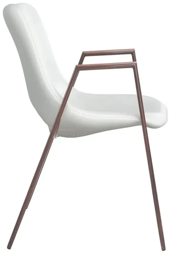 Upholstered Faux Leather Open Back Dining Arm Chairs – Set of Two