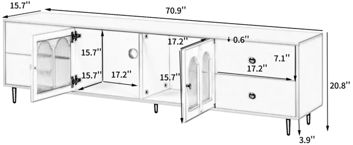 Merax Modern Entertainment Center with Glass Door TV Stand