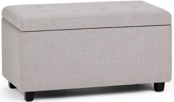 Cosmopolitan 34 inch Wide Transitional Rectangle Storage Ottoman in Cloud Grey Linen Look Fabric, Assembled